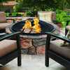 Sun Joe 35-In. Cast Stone Base, Wood Burning Fire Pit w/Dome Screen and Poker, Large Stone SJFP35-STN-LSN